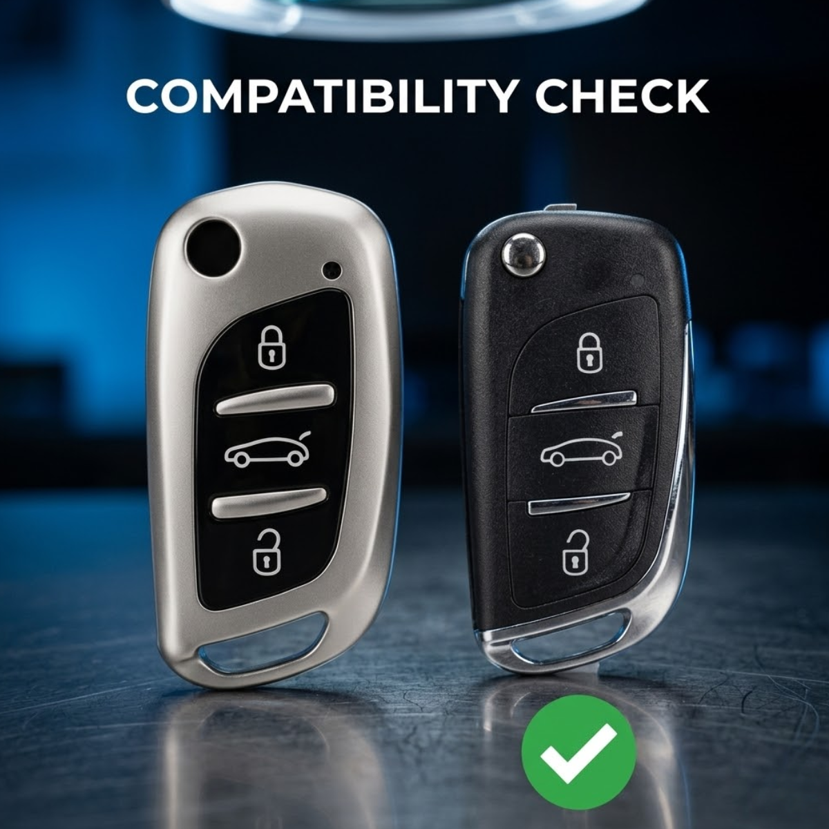 Acto Chromium Gun Series Car Key Cover Compatible with Xhorse Duplicate Key 3 Button Flip Key | Premium Chrome Finish Hard Case | 360° Protection | Scratch Resistant | Keychain Included (Pack of 1)