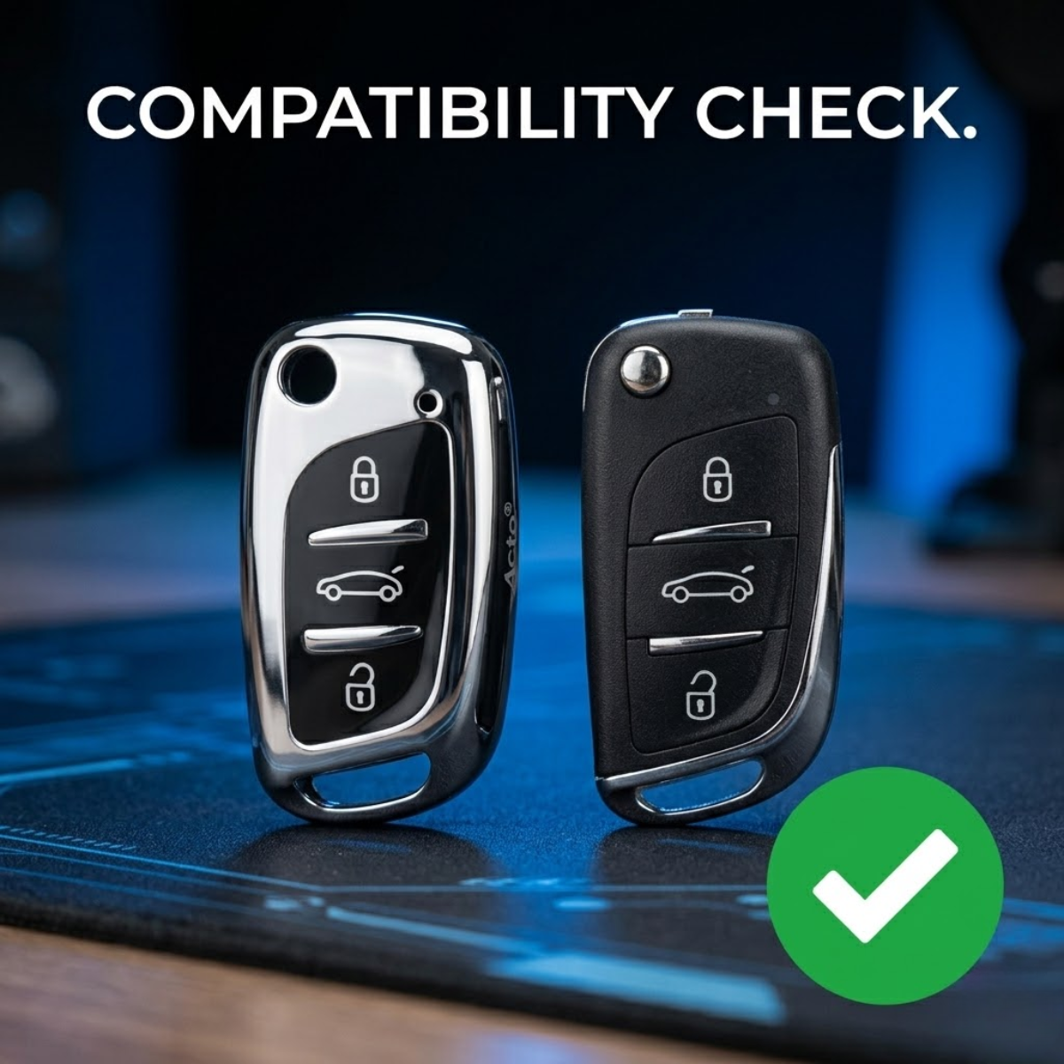 Acto Car Key Cover Chromium Series Compatible with Xhorse DF Model Universal Remote Flip Key (3 Button) | Premium Chrome Finish Hard Case | 360° Protection | Scratch Resistant Key Cover with Keychain | Pack of 1