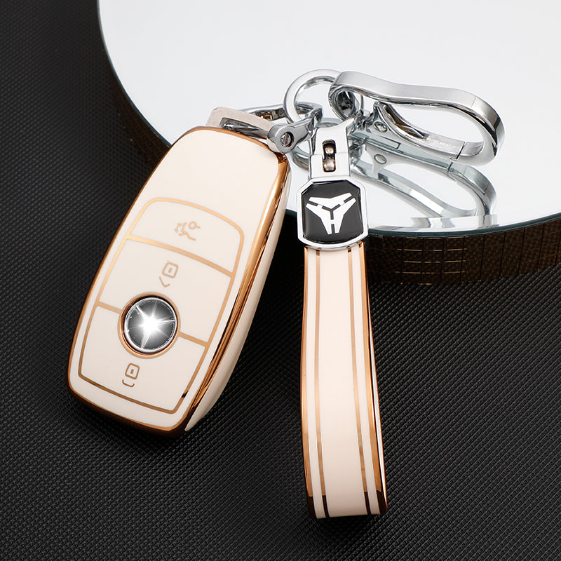 Acto TPU Gold Series Car Key Cover With TPU Gold Key Chain For Mercedes S-Classs