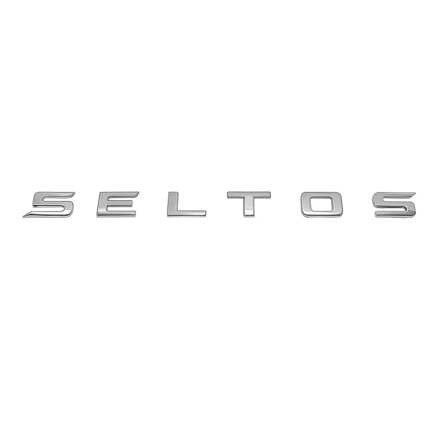 Seltos Car 3D Letters Self Adhesive (3D Logo Name Alphabets Chrome Exterior Accessories for Seltos Car Bonnet) - Chrome 1 Set