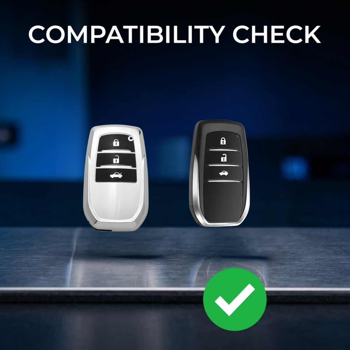 Acto Car Key Cover Chromium Series Compatible with Toyota Fortuner, Innova Crysta 3 Button Smart Key | Premium Chrome Finish Hard Case | 360° Protection | Scratch Resistant Key Cover with Keychain | Pack of 1