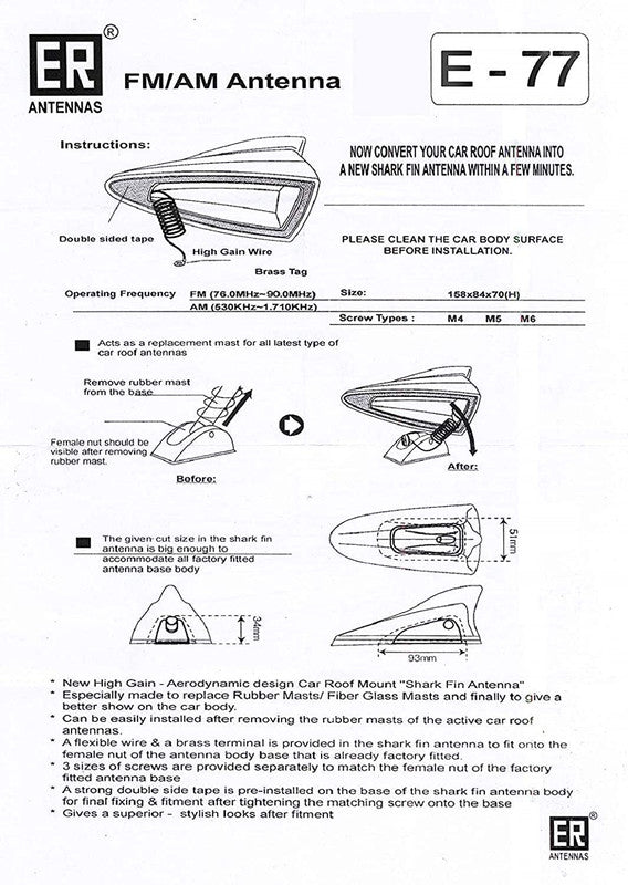 Shark-Fin-Antenna-Universal-For-All-Cars-Radio-FM-Signal